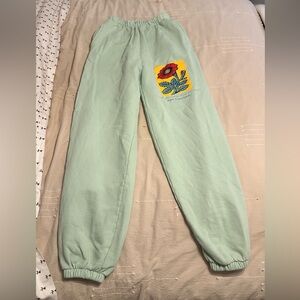 Boys Lie Mint Green Sweatpants with Floral Patch